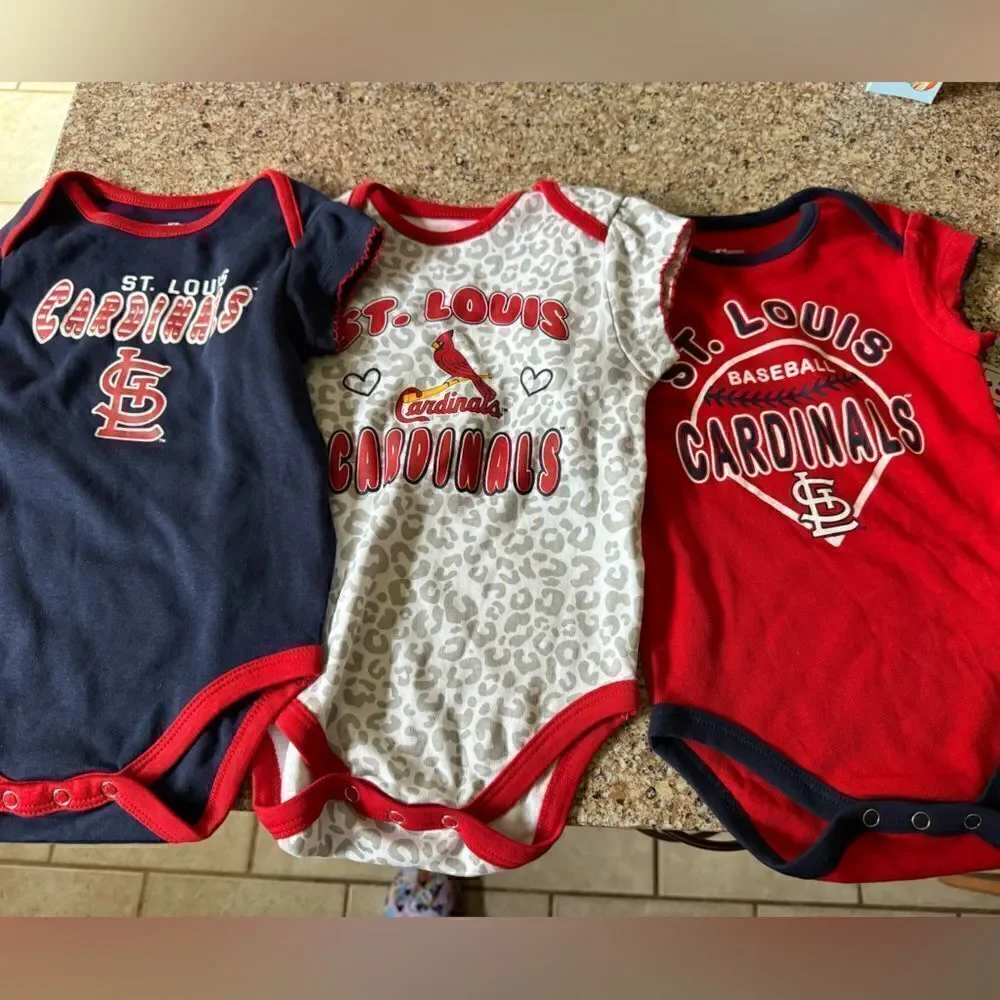 MLB Major League Baseball St.Louis Cardinals Girls Baby Onzie Lot of 3 NWT 6-9M